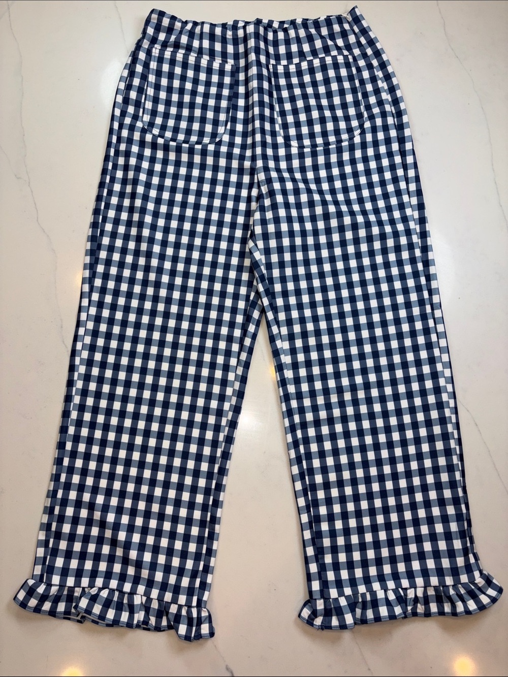 Navy and White Gingham Pants